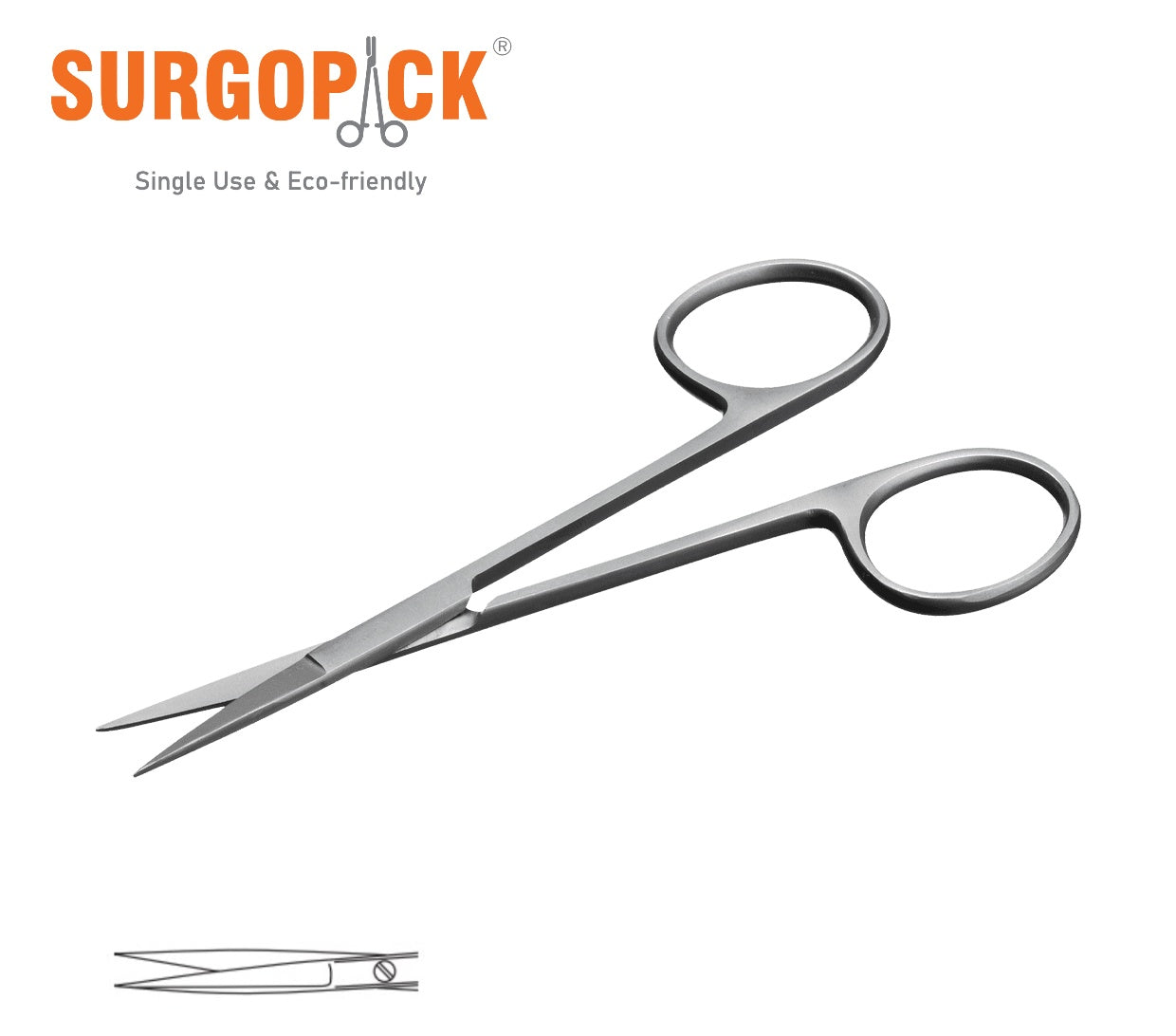 Box 50 Surgopack® Sterile Single Use Iris Scissors Straight Sharp/Sharp 11.5cm / 4.5" Individually Packed - Surgical instruments company