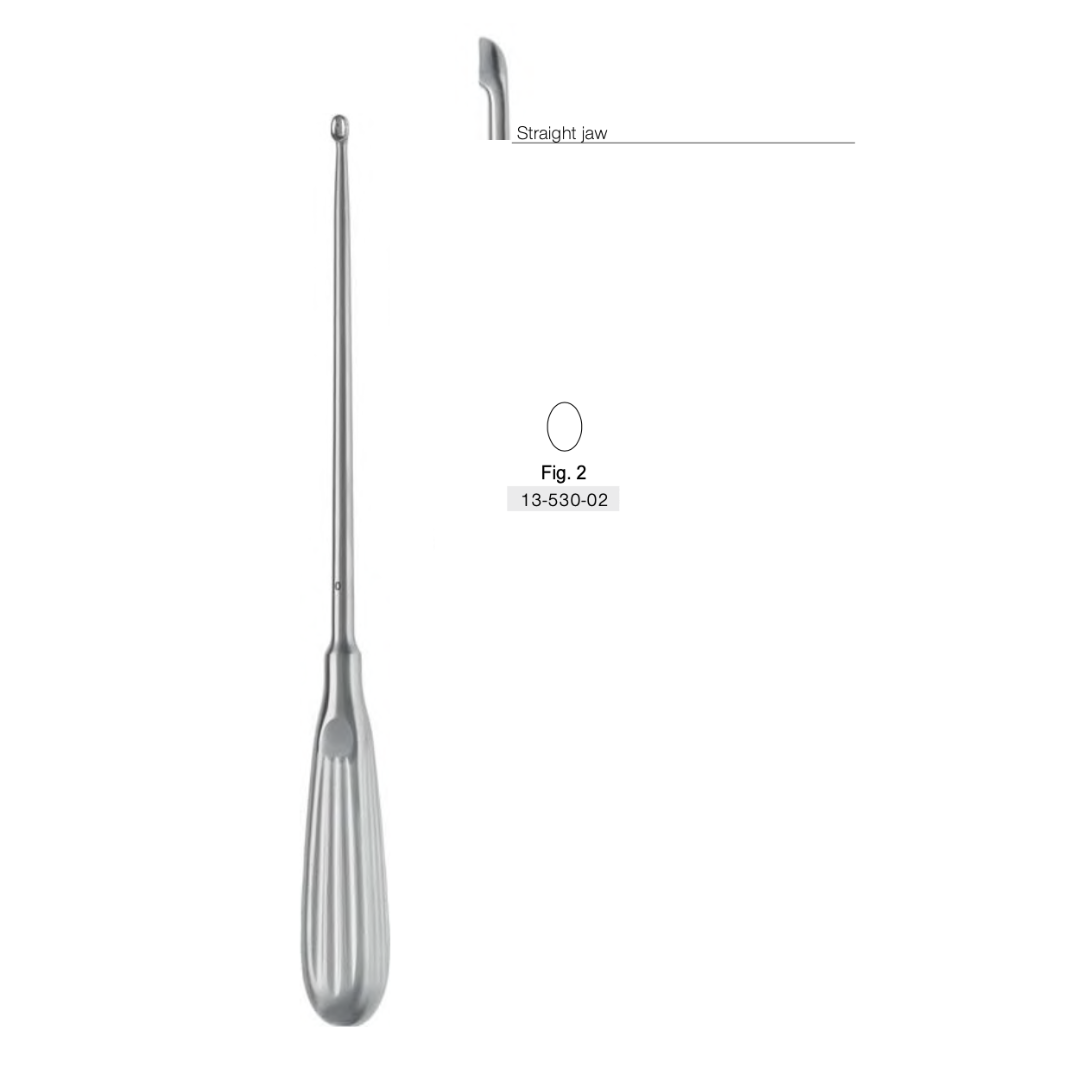 Hip Revision Instruments Volkmann Bone Curette Length 25cm Blade width Straight Jaw - Surgical instruments company