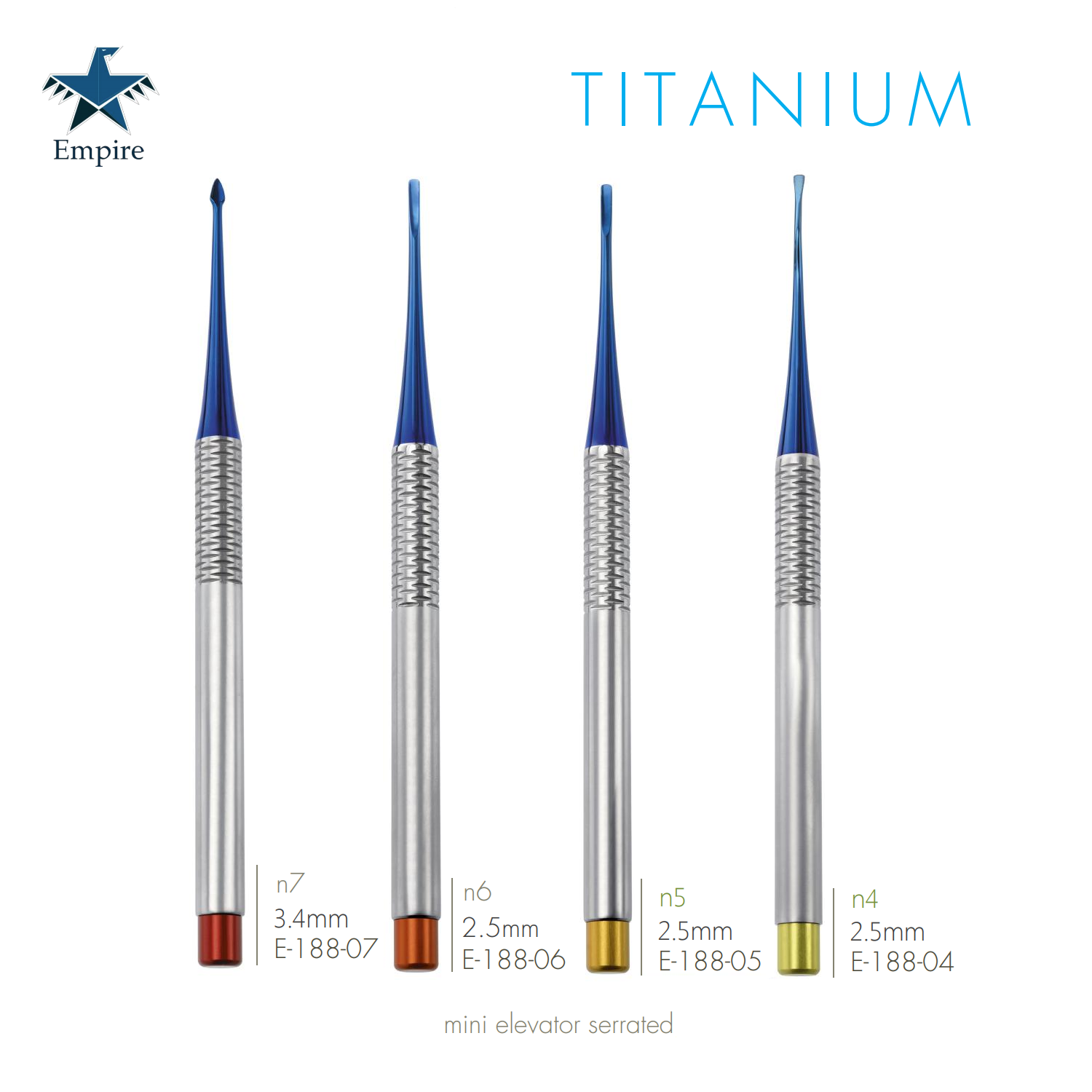 Empire's German Stainless Dental Surgery Mini Elevator Serrated - Osteotome Elevator (4Pcs Set) - Surgical instruments company