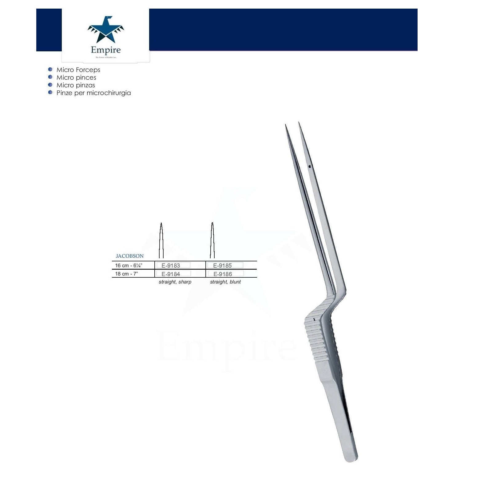 Empire's German Stainless Micro-Surgery Dissecting Forceps (Re-Useable) various sizes - Surgical instruments company