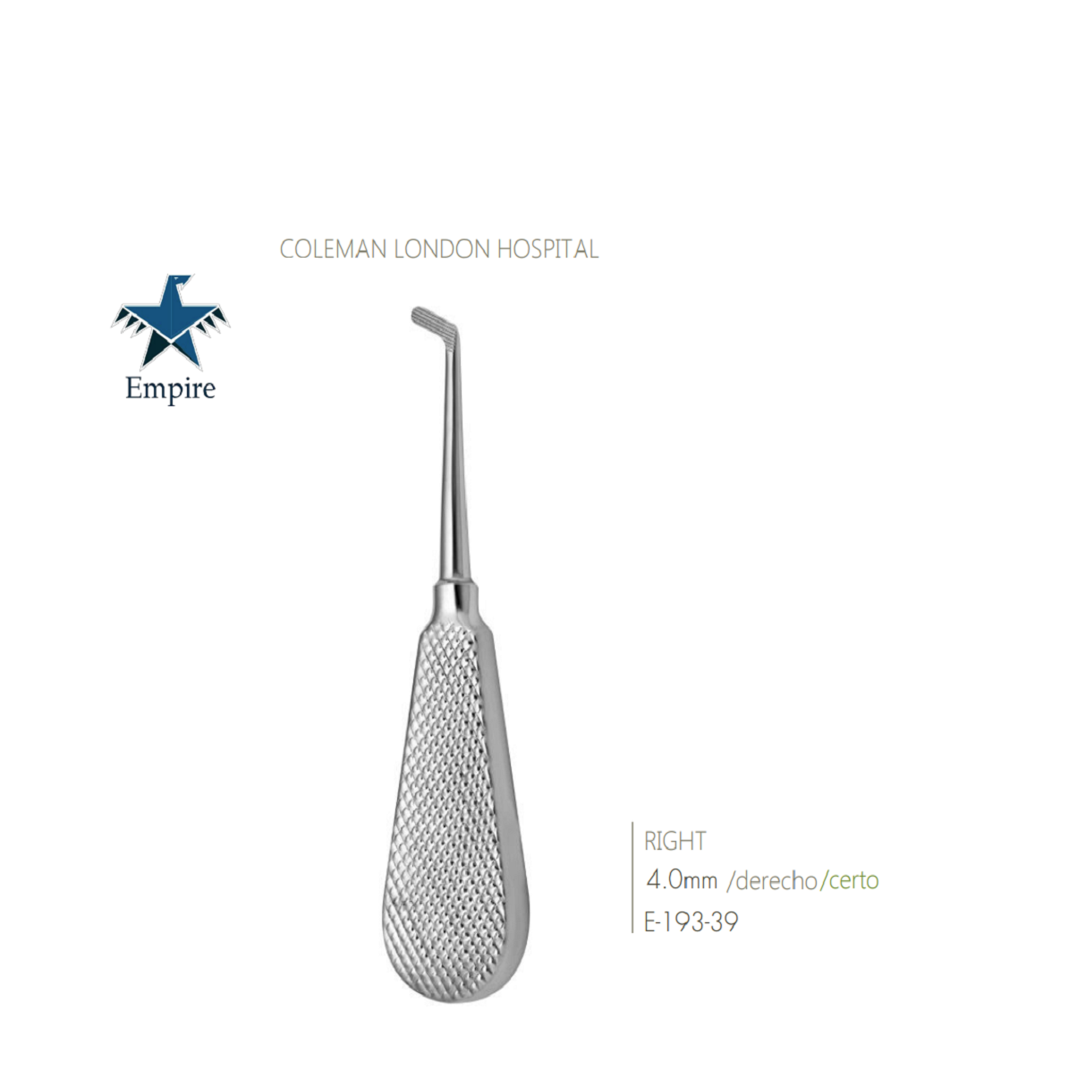 Empire's German Stainless Dental Root Surgery Elevator - COLEMAN LONDON HOSPITAL - Surgical instruments company