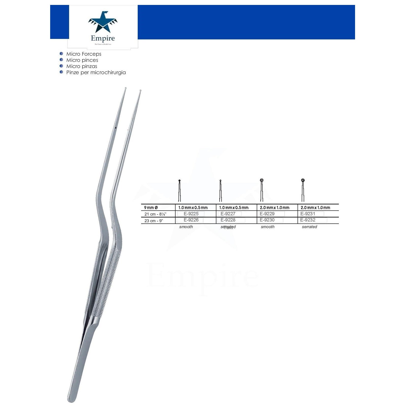 Empire's German Stainless Micro-Surgery Dissecting Forceps (Re-Useable) various sizes - Surgical instruments company