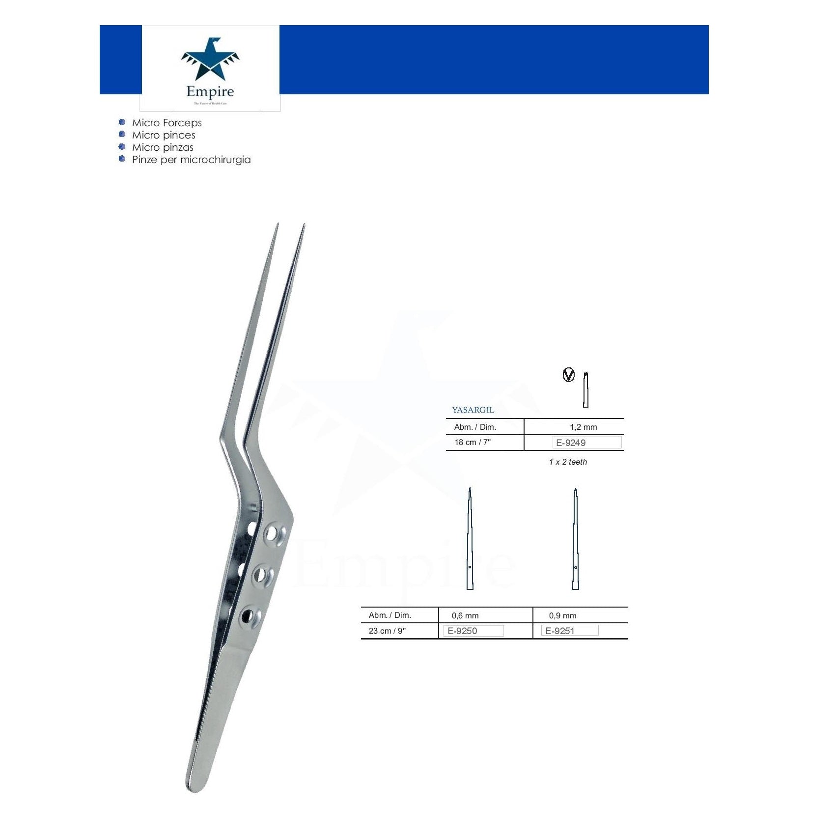 Empire's German Stainless Micro-Surgery Dissecting Forceps (Re-Useable) various sizes - Surgical instruments company