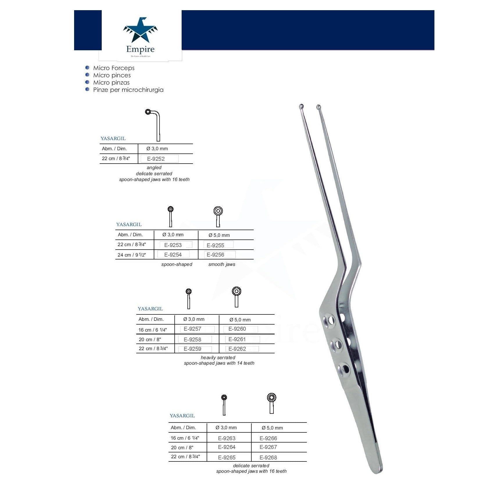 Empire's German Stainless Micro-Surgery Dissecting Forceps (Re-Useable) various sizes - Surgical instruments company