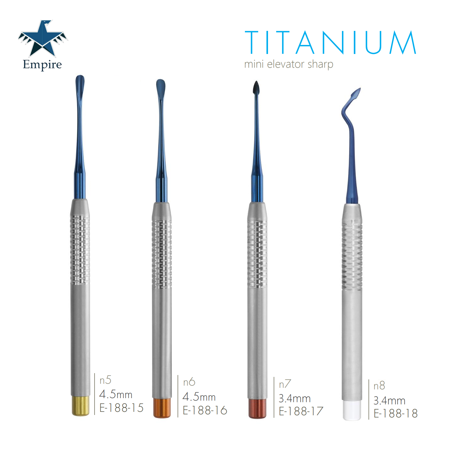 Empire's German Stainless Dental Surgery Mini Titanium Elevator Sharp - Osteotome Elevator (4Pcs Set) - Surgical instruments company