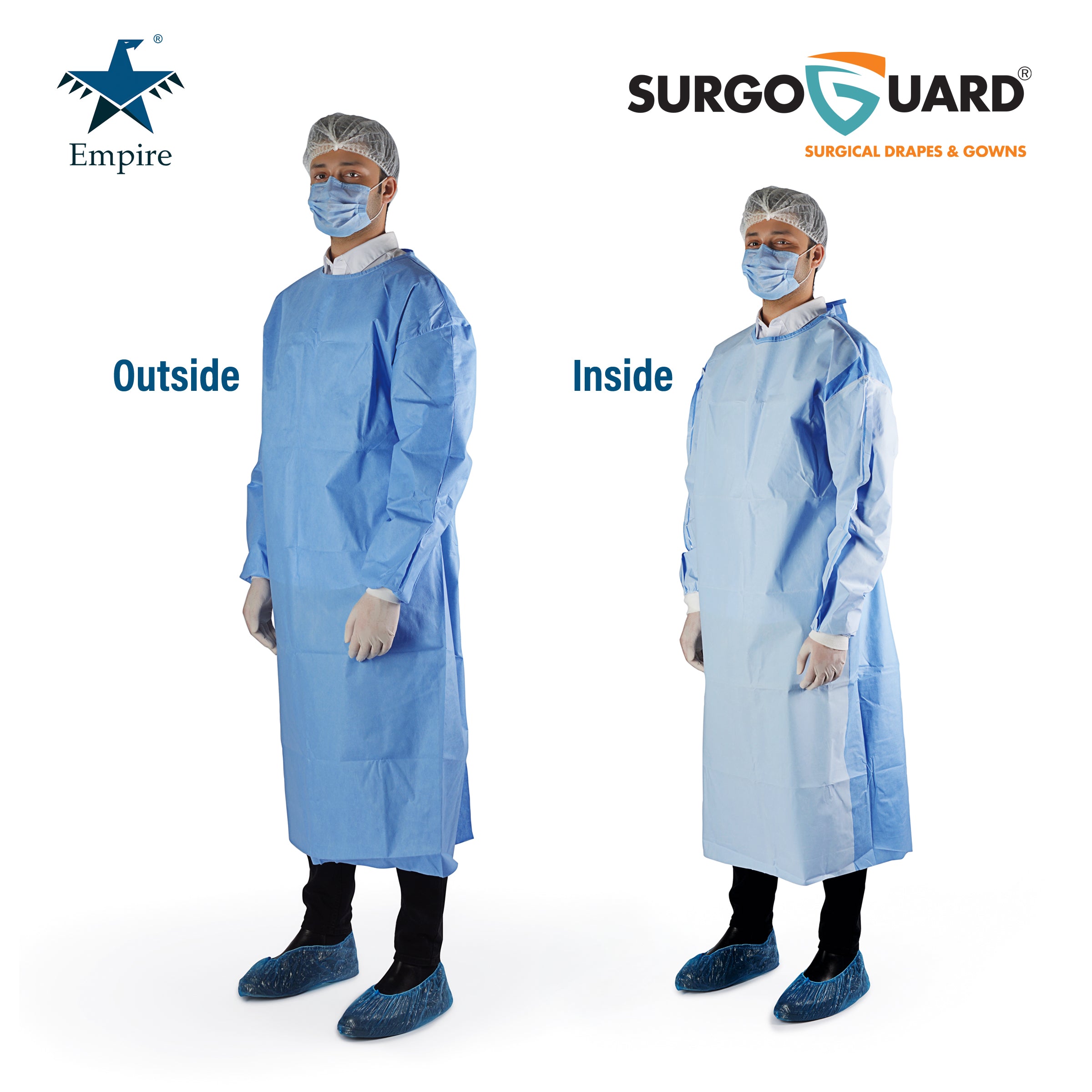Case 40 SurgoGuard AAMI Level 4 STERILE Disposable Reinforced Surgical/Surgeon Impervious Gown 43G SMMS+ 30g PE Fabric, Isolation Gown with Long Sleeves, Knitted Cuffs, Spunlace Waist Ties (Large) L (IN STOCK) - Surgical instruments company