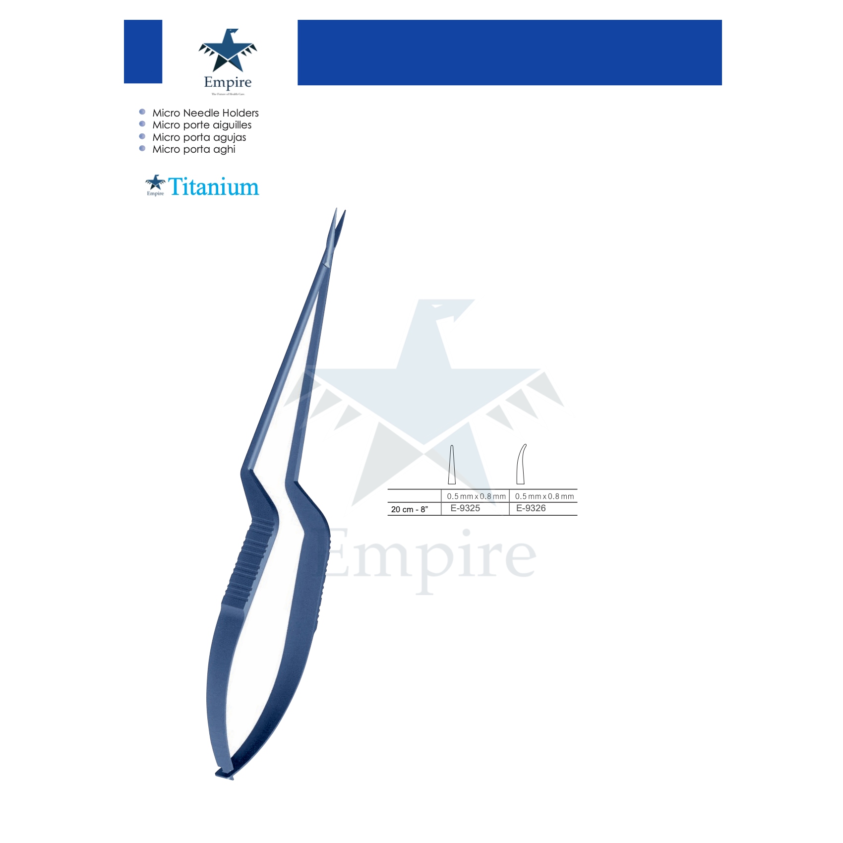 Empire's German Stainless Micro-Surgery Needle Holders Titanium (Re-Useable) various sizes - Surgical instruments company