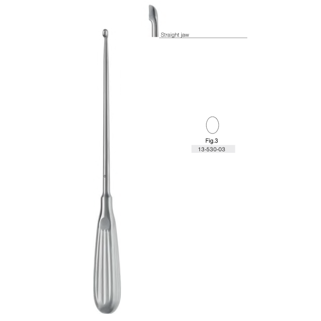 Hip Revision Instruments Volkmann Bone Curette Length 25cm Blade width Straight Jaw - Surgical instruments company