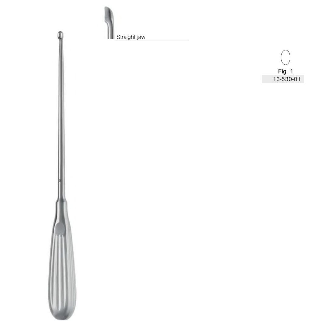 Hip Revision Instruments Volkmann Bone Curette Length 25cm Blade width Straight Jaw - Surgical instruments company